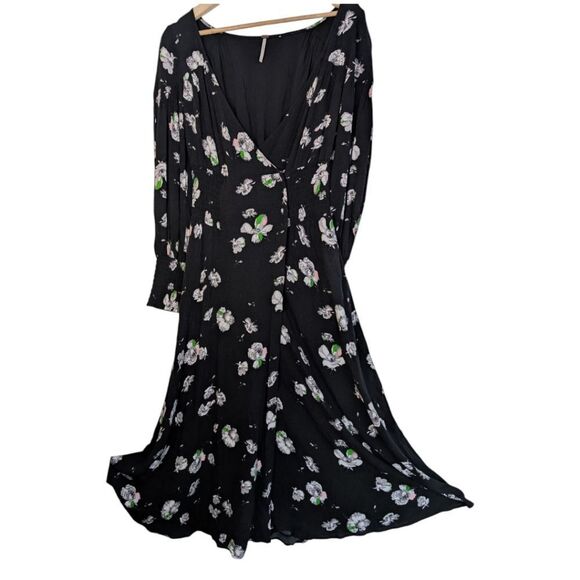 Free People So Sweetly Floral Midi Dress Size S Long Sleeves - Picture 15 of 16